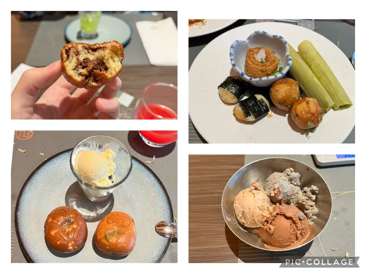 達摩燒們跟香草紅豆聖代、烤麻糬、烤魚卷、不知名澱粉燒類跟玉米筍、冰淇淋們。