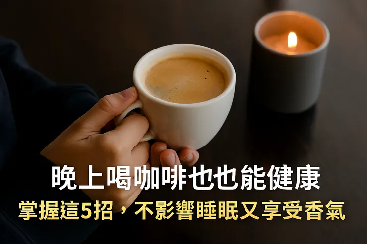 晚上喝咖啡也能健康|掌握這5招,不影響睡眠又享受香氣 生成封面照片