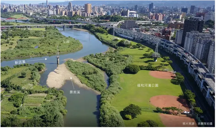 雙溪口鳥瞰圖（圖片來源：經典工程顧問公司2019 景美溪願景工作坊）