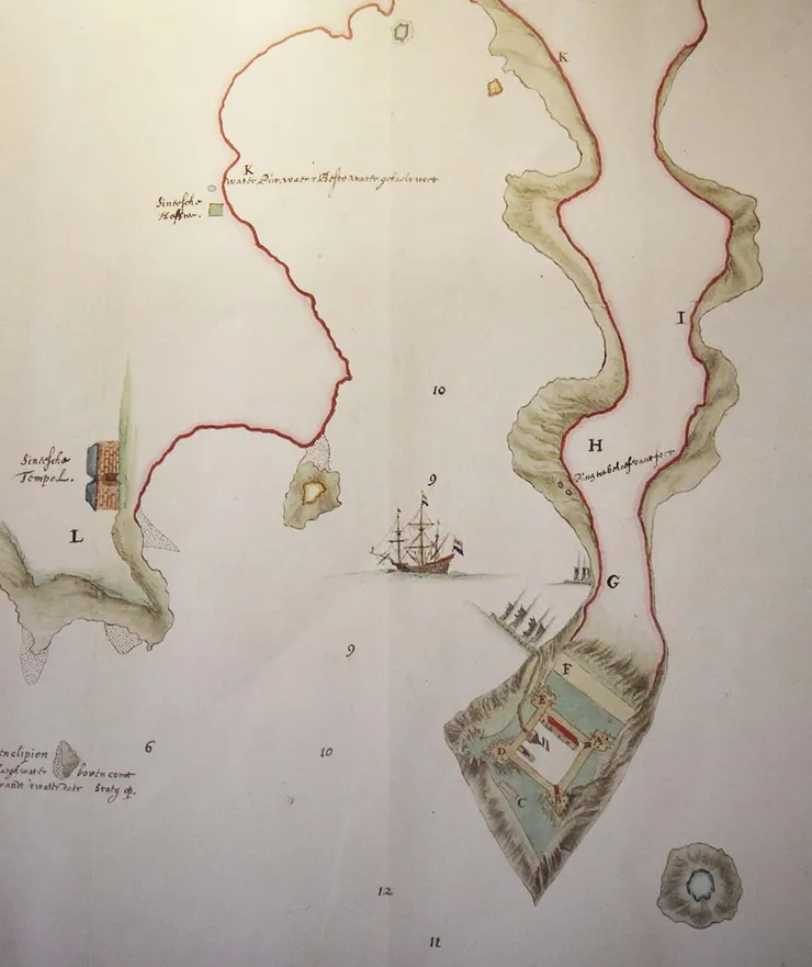 古地圖中的澎湖荷蘭城堡(圖片來源:澎湖知識平台)