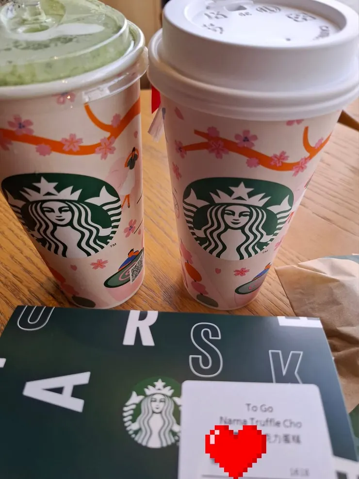 我愛抹茶拿鐵，喝了心情好。