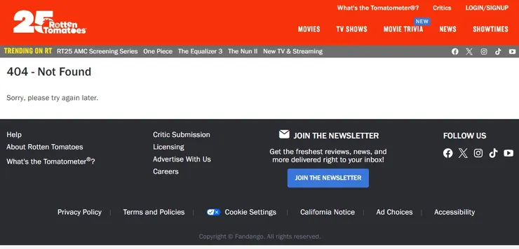 奧菲莉亞的頁面已經成為404