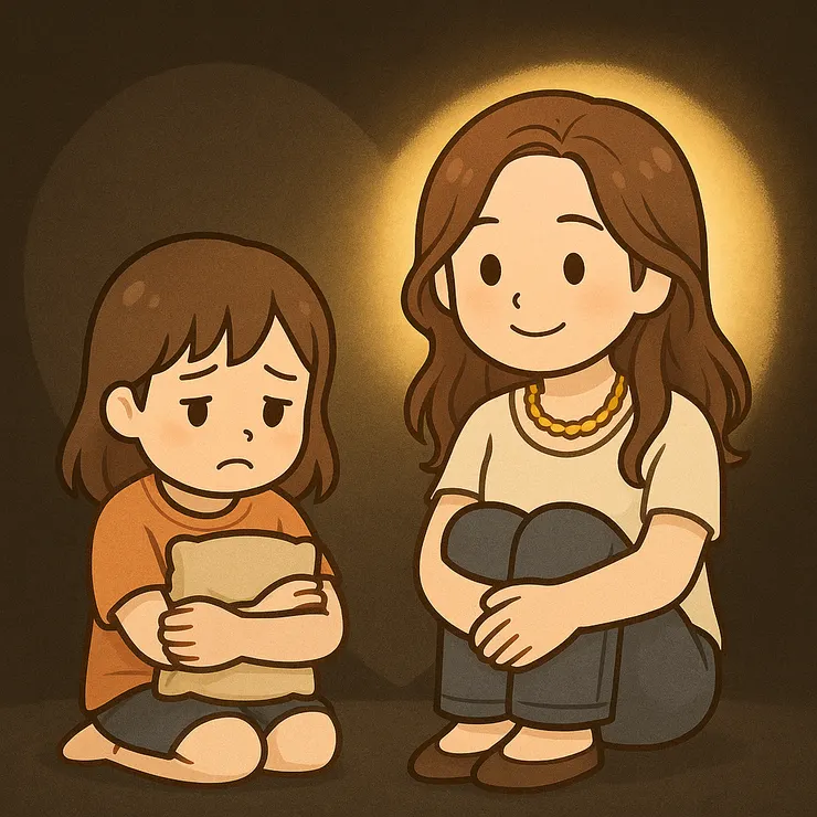 這不是什麼靈性光照畫面， 是我在靈魂的黑房間裡，蹲坐陪著自己說：「來，先不要急著好，先罵一罵也行。」