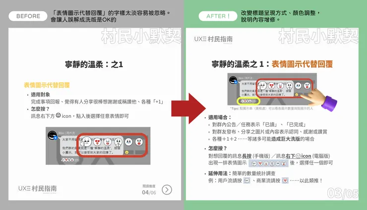 對於呈現方式的回饋
