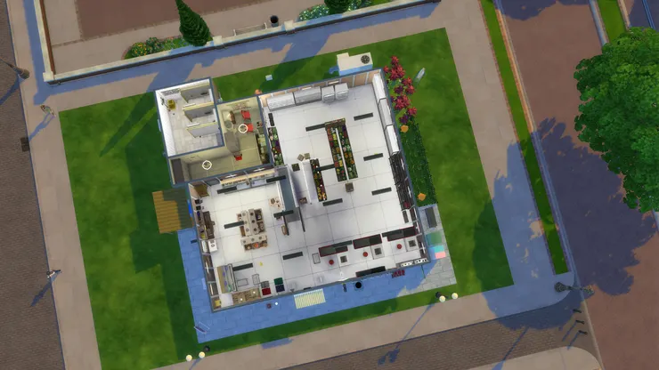 左上角的員工息室、右下角的是收銀處、左邊的是麵包區、對著門口有樓梯和扶手梯，裏面有蔬果肉品...會詳細為大家介紹。