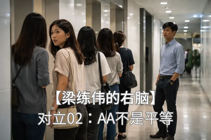 商场走廊女厕排队男人在一旁等待