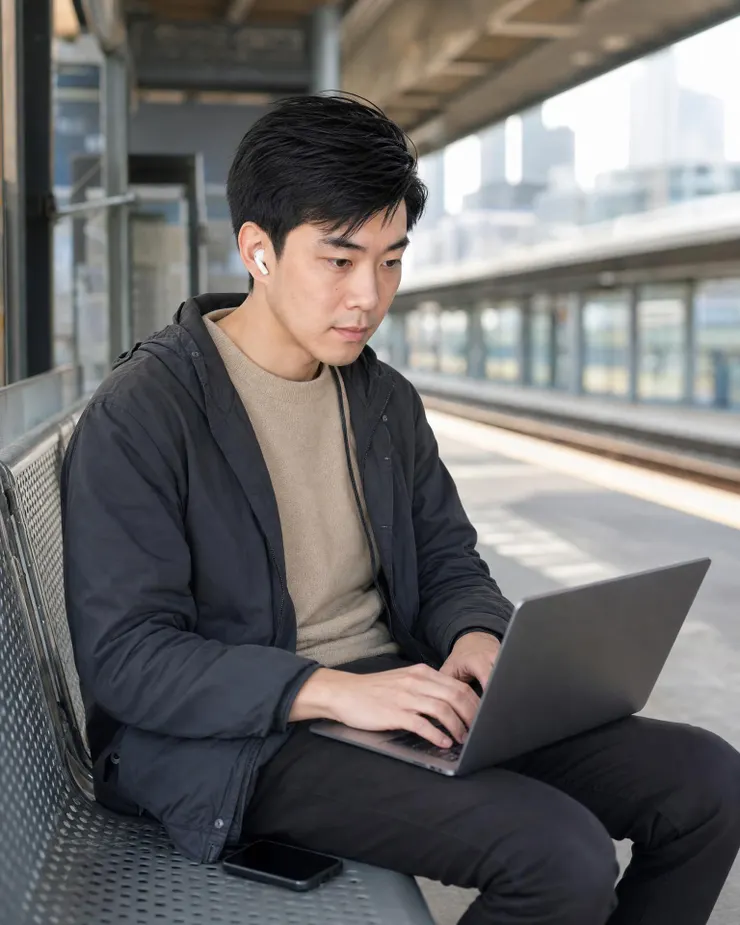 梁练伟在通勤场景测试 AI PC 跨设备协同与移动办公体验