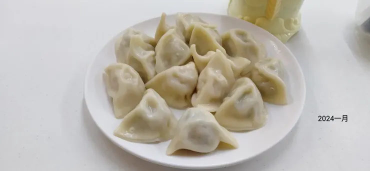 青蔥小黃瓜白蘿蔔三種口味的一盤水餃