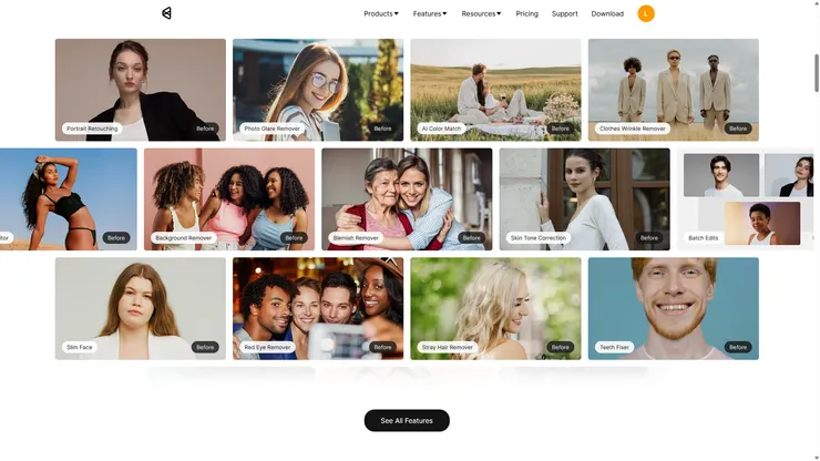 Evoto 的智慧修圖功能（圖案取自 Evoto 官網）