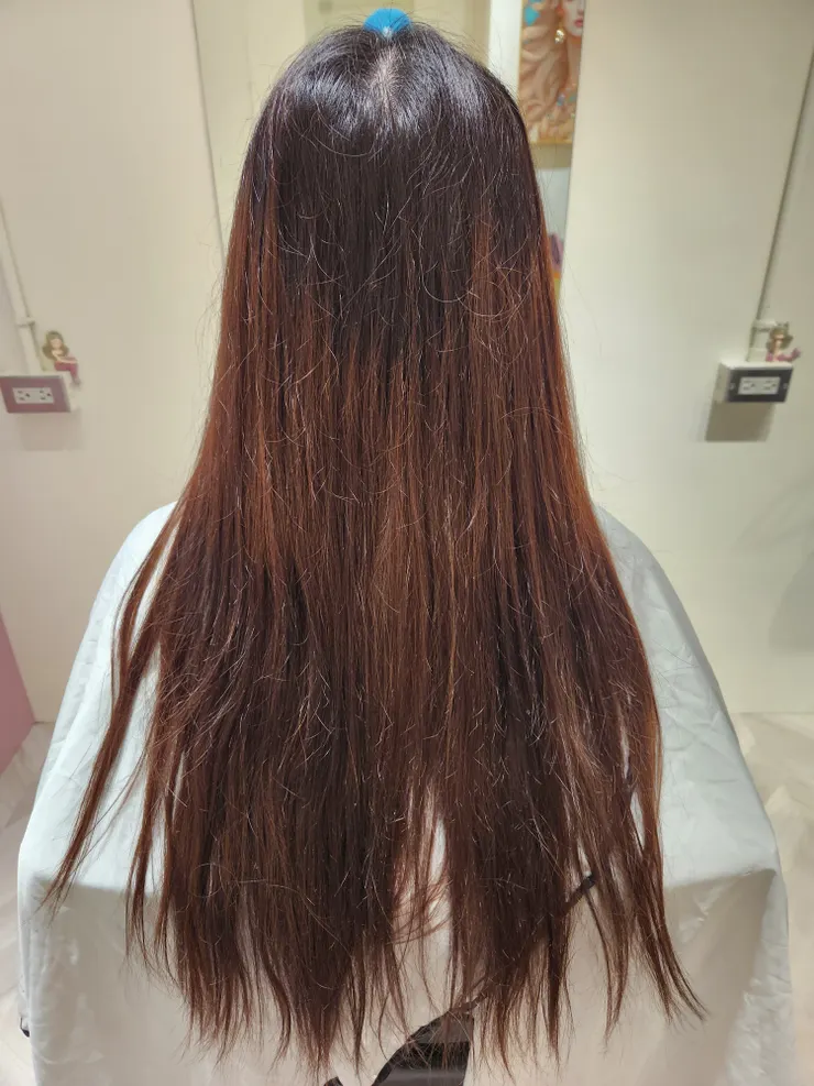 護髮前的髮況，客人有搭配剪髮唷～