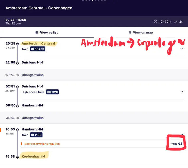 可以利用Eurail pass的Rail Planner預先計劃路線/ app上面也會提醒你需要額外預定的路線