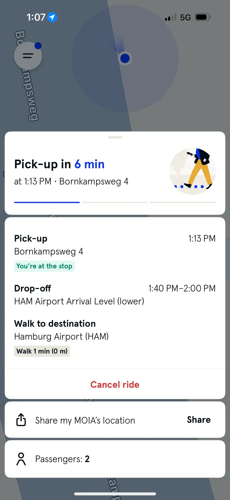 上面寫的起始地點不是我家住址，而是司機要求的上車點。後來證實這裡果然是去機場順路的地方。