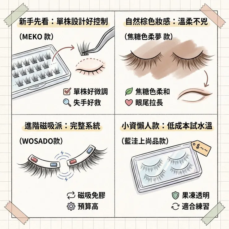 【免膠假睫毛推薦】2026 新手怎麼貼不翻車✨ Dcard、Threads 常比 6 款自黏磁吸分段睫毛
