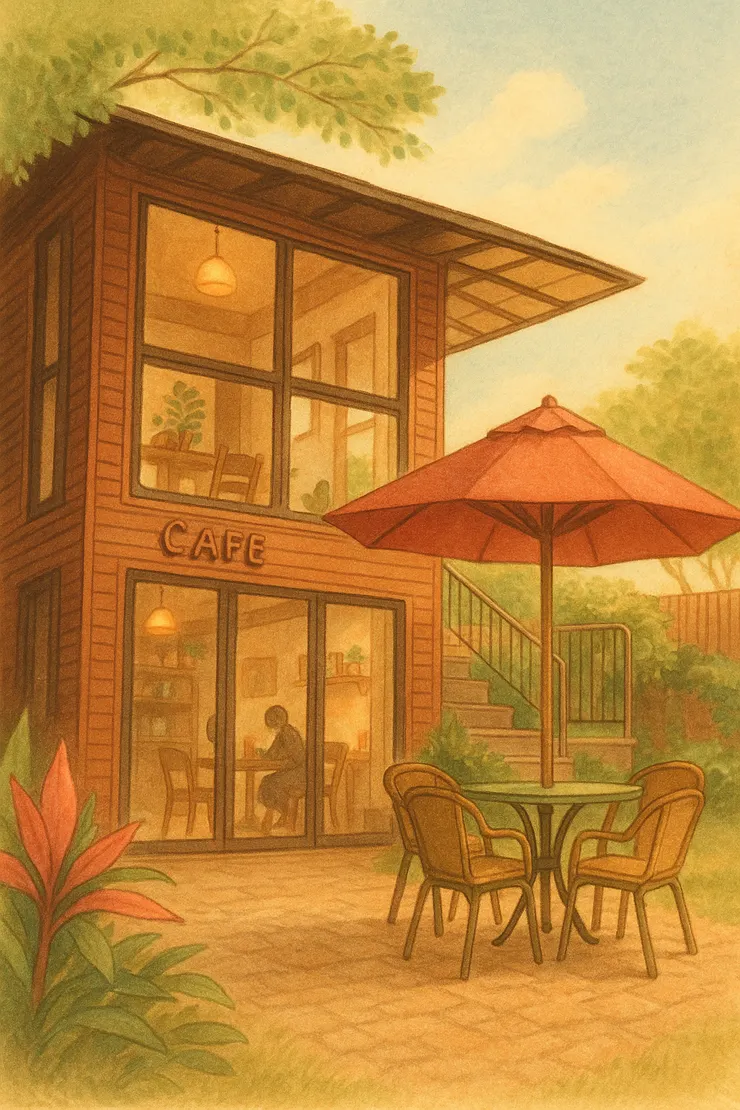 三峽河岸邊的咖啡店