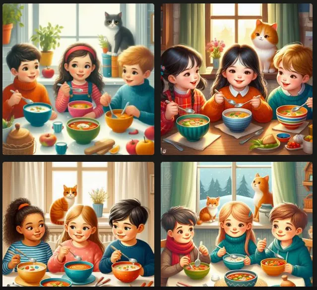 三位小朋友聚在一起吃湯圓