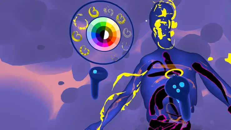 手持控制器化身為畫筆，畫出喜怒哀樂，舒暢與痛苦。（https://www.kff.tw/film/content/4587）