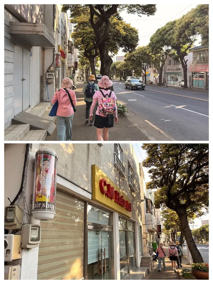 清晨散步認識濟州市,髮廊的旋轉燈很有意思。