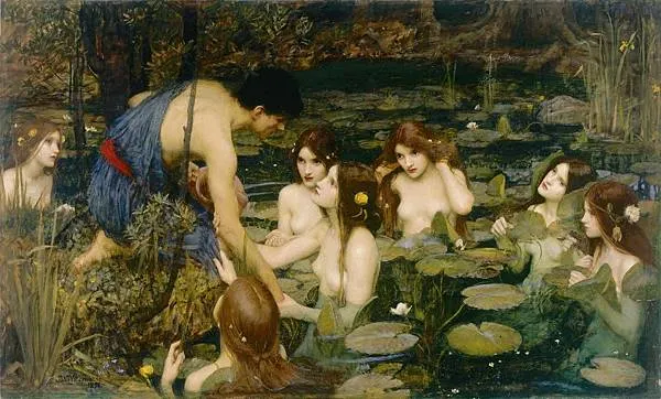 《Hylas and the Nymphs》( 海拉斯和水澤仙子) (1896) J. W. Waterhouseep 繪