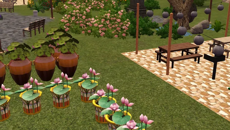 這些花缸看來擺得很像迷宮，其實不然。