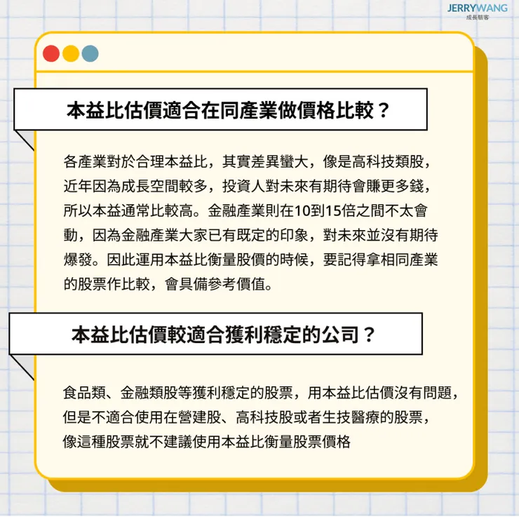 Jerry最後提醒股票本益比估價注意事項