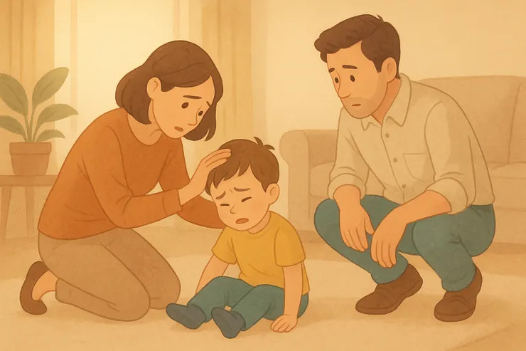 孩子摔到頭後，家長保持冷靜、先確認狀況，是最重要的第一步。