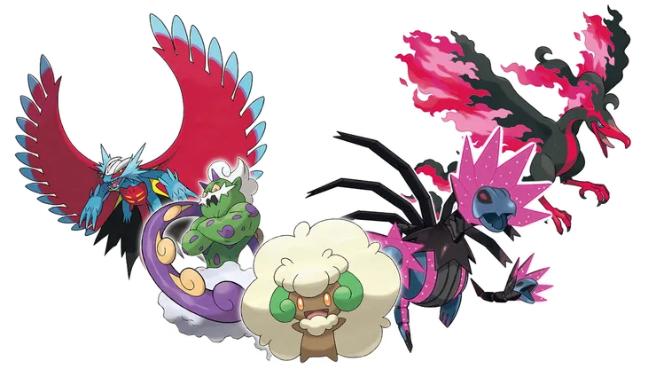 轟鳴月、龍捲雲 (化身型態)、風妖精、鐵脖頸以及火焰鳥 (伽勒爾的樣子)。