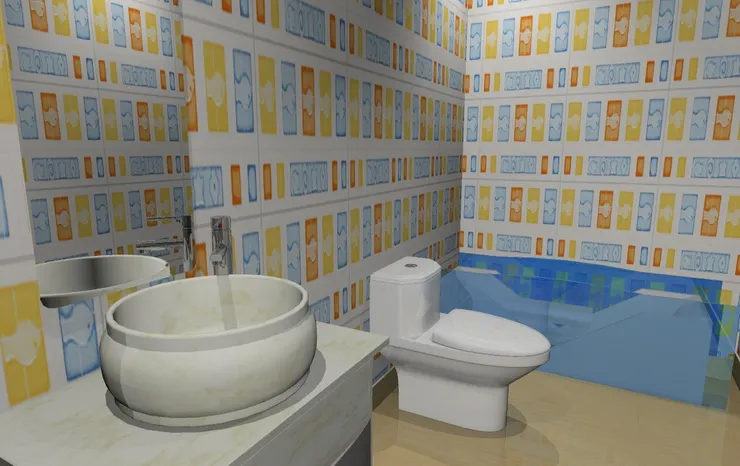 這麼可愛的洗手間沒見過吧。這些磁磚很是特別。