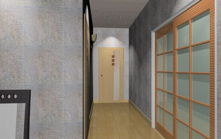 這裏是走廊。右邊的是書房的門，很大。