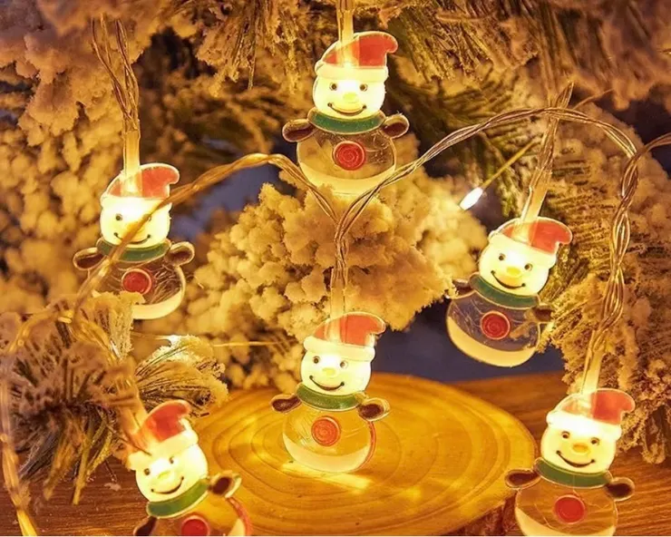 聖誕節老人、雪人聖誕樹彩燈串