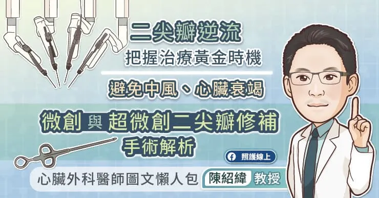 二尖瓣逆流把握治療黃金時機,避免中風、心臟衰竭,微創與超微創二尖瓣修補手術解析,心臟外科醫師圖文懶人包