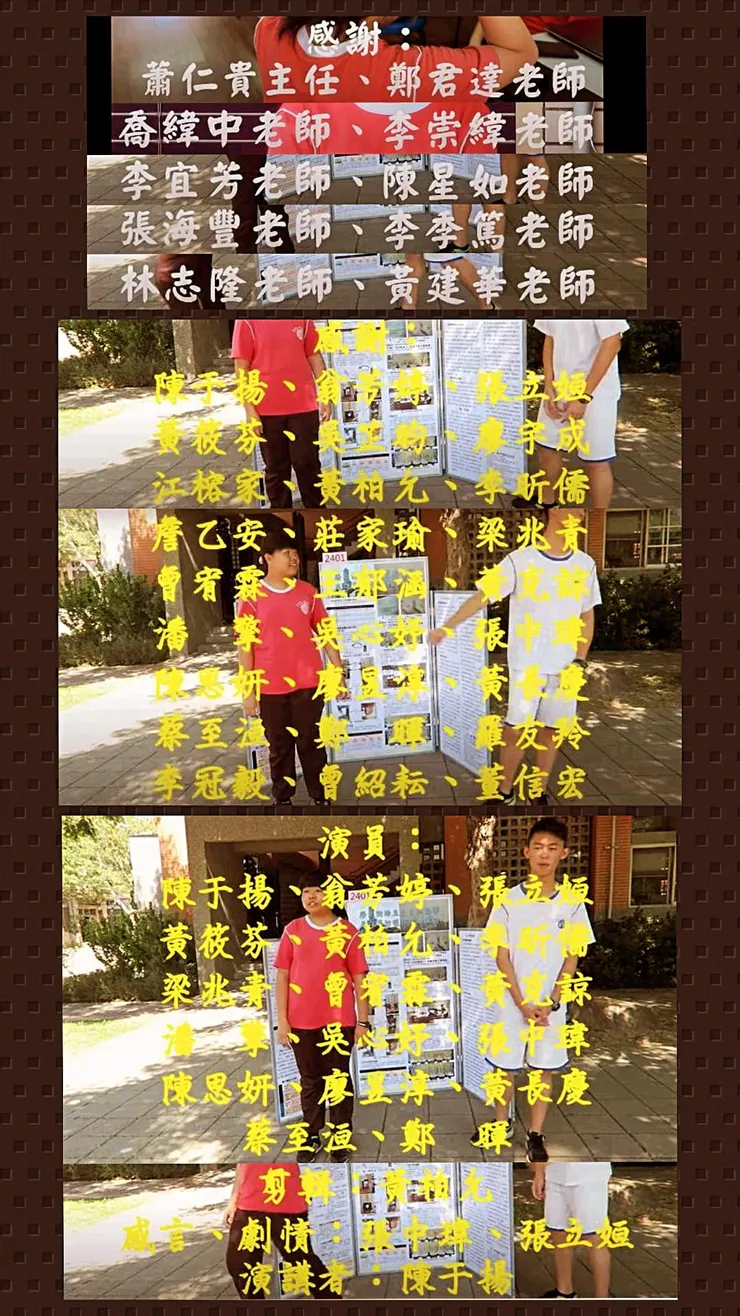 《106畢典科展傳承影片》的工作人員與貢獻者