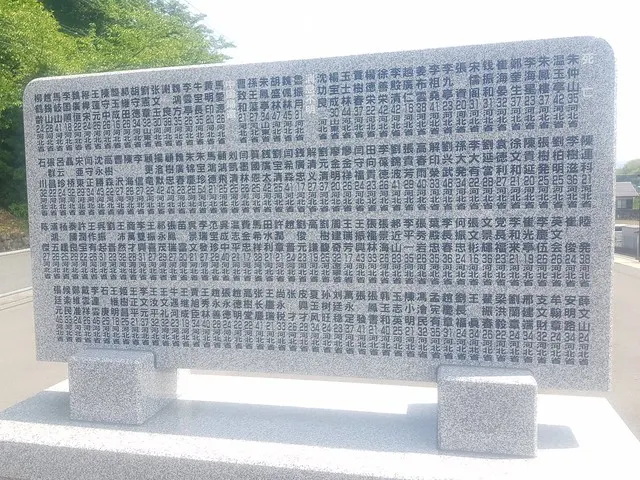 紀念碑背面中國勞工姓名、年齡與籍貫