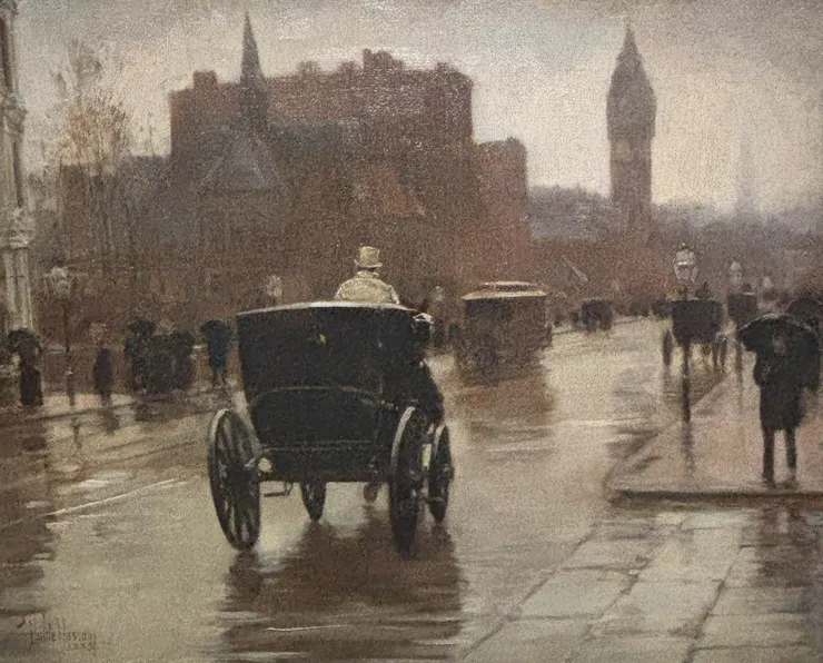 <哥倫布大道，雨天> 查爾德·哈薩姆  攝於《印象派—從莫內到美國：光、跨越海洋》展覽 富邦美術館 