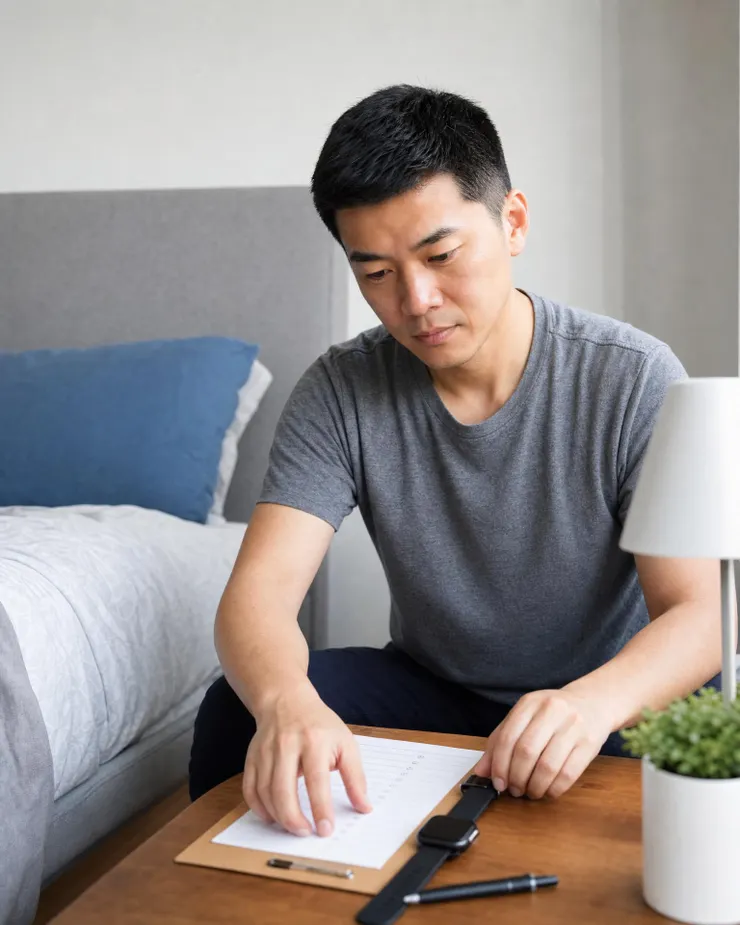 梁練偉示範睡眠品質追蹤清單與手錶紀錄工具