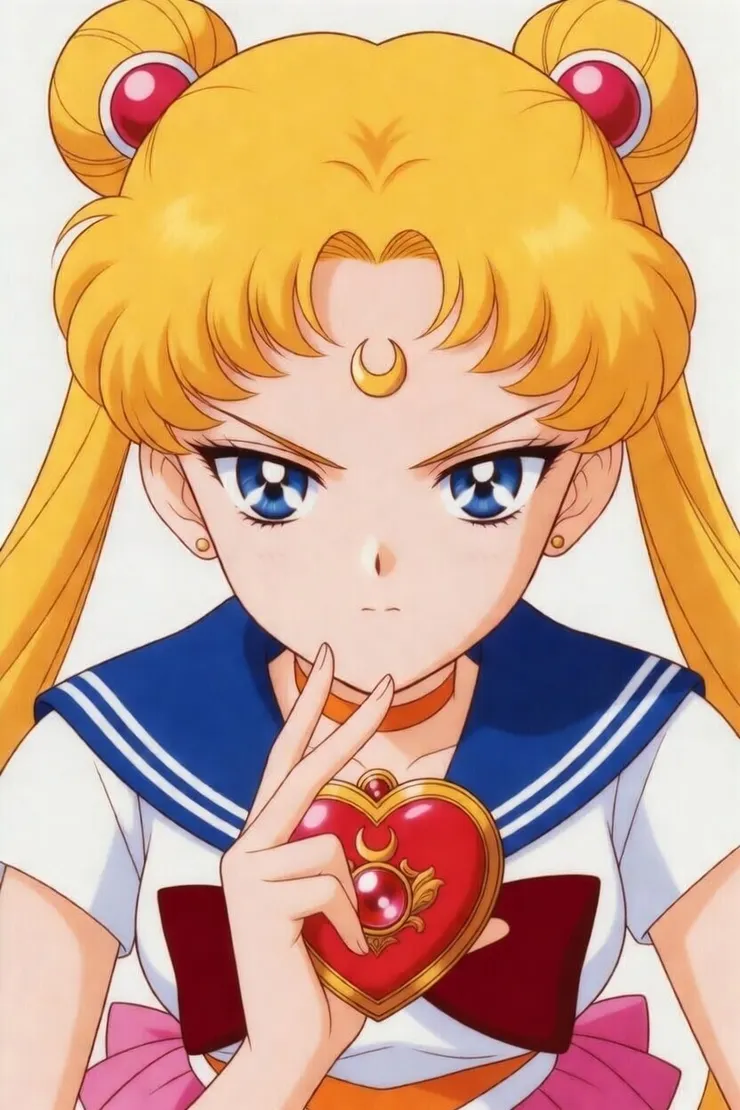 用grok生成一張眼神凌厲拿着「心」的月野兔，能不能傳達我的意思？