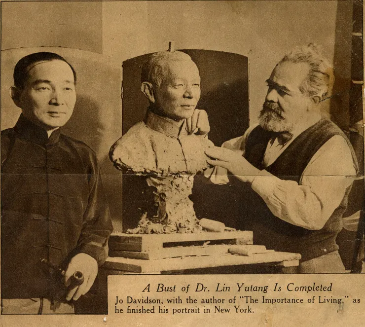 Jo Davidson為林語堂親手雕塑一尊半身胸像。