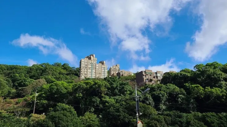 對面山頭一樣小坪頂路的【海誓山盟】社區，由於建商昇陽建設財務健全，施工品質佳，戶數只有50户，所以並未出現爛尾樓現象。