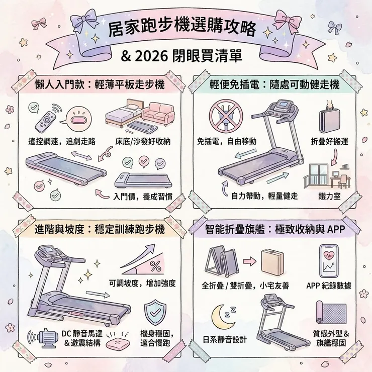 【居家跑步機推薦】小空間真的放得下嗎 🏃？2026 Dcard/PTT 6 款平板、折疊、靜音款實比