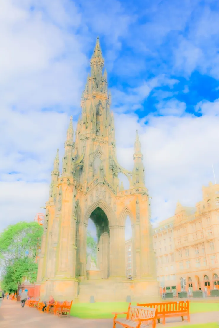 王子街花園中的斯各特紀念塔一景