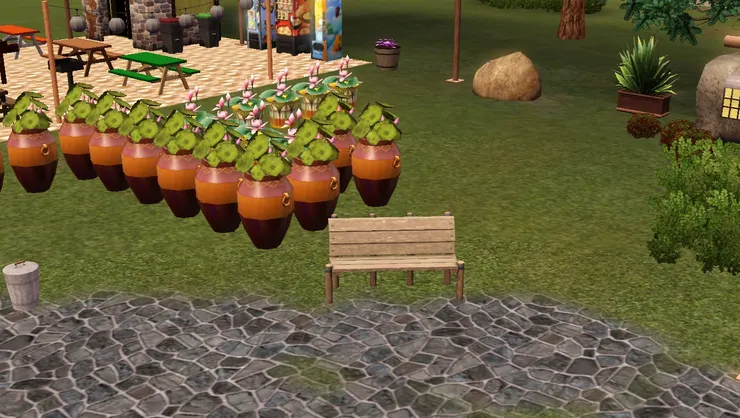 這是石路轉彎的地方，也有一張長椅。