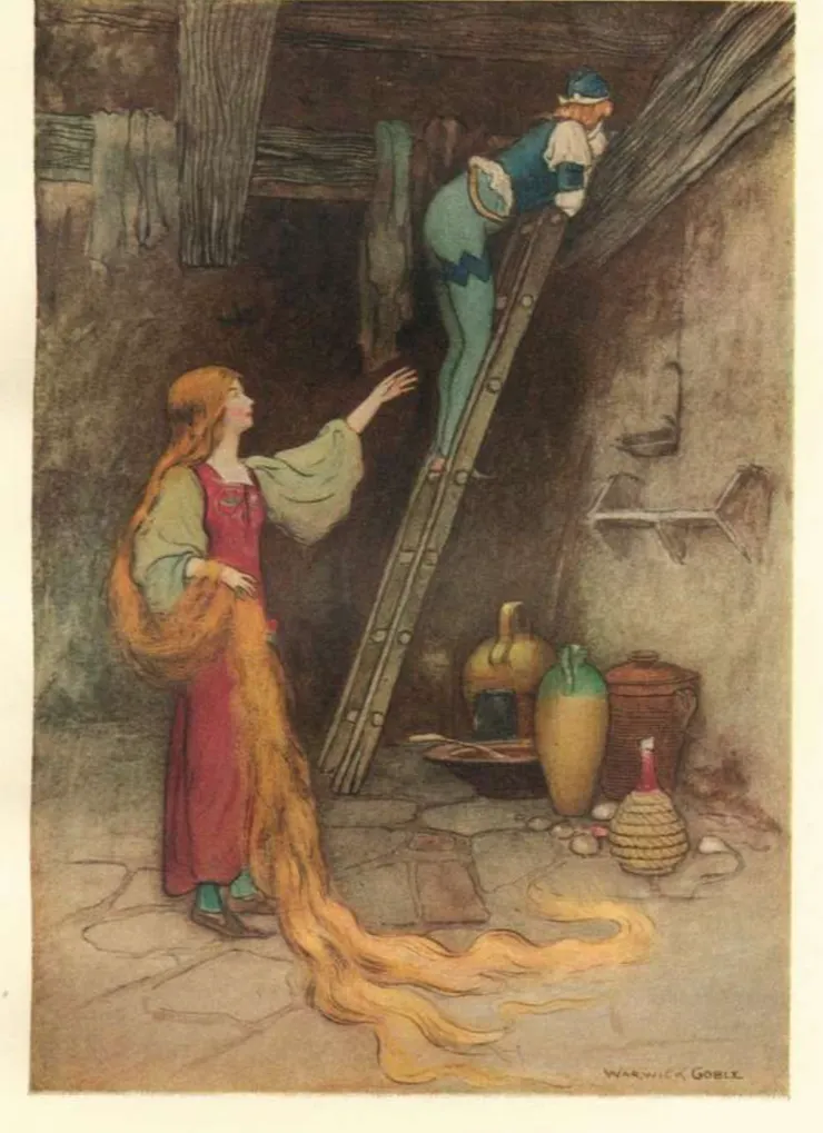 The Prince and Parsley looking for the Gall-Nuts from Warwick Goble’s illustrated Pentamerone