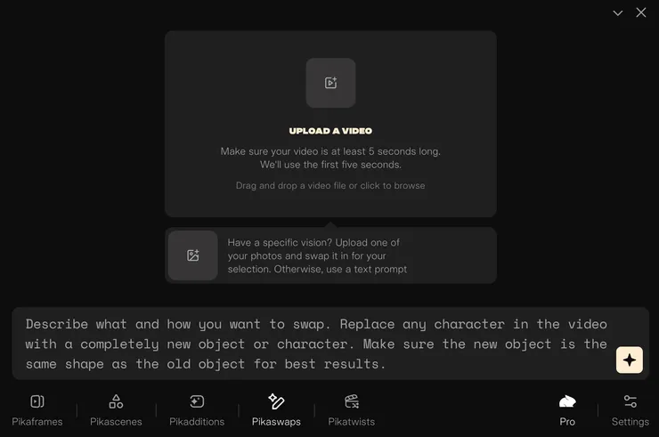 提示詞輸入框/圖片/影片上傳區:輸入文字描述