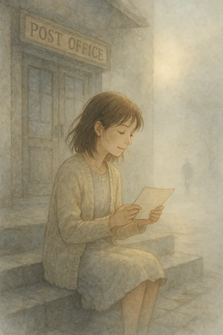 「真實與幻想」交疊的瞬間,信的空白象徵著「無需再寄」,同時也是新的開始。〈本示意圖由AI協助生成。〉