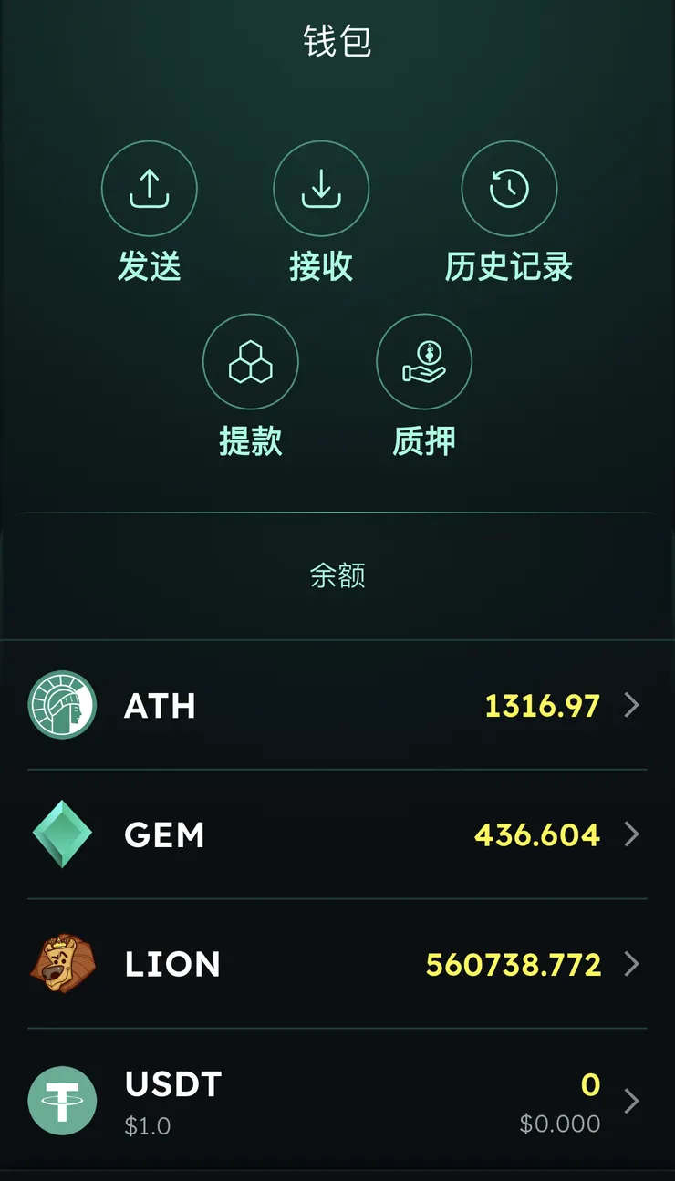 目前錢包顯示4種貨幣