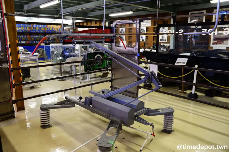 電車上方獲取電力的集電弓,現場可以透過按鈕操作集電弓的升降