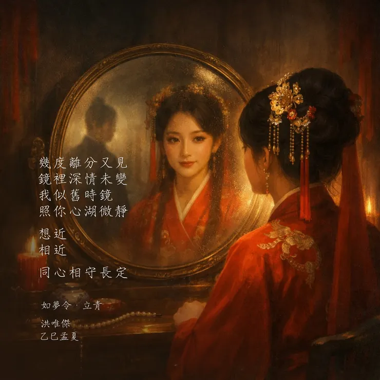 鏡中人未變,心湖自微靜。《如夢令·立青》洪唯傑