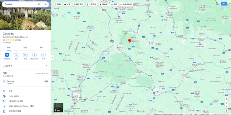 google map上面的Český ráj