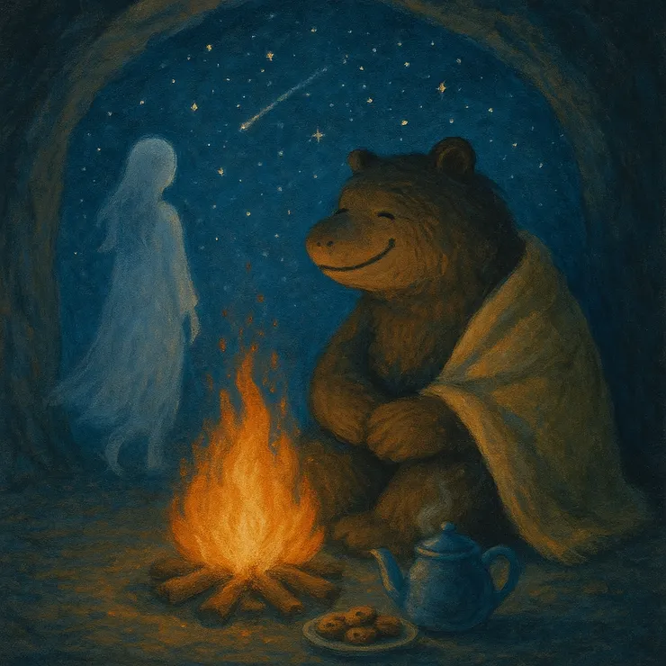 🌌「當她的身影融入星空，巨獸抱緊毯子，笑著想：原來鬼故事，也能留下溫暖。」