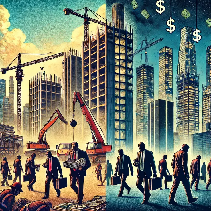 財團主導與一般百姓負擔之間的對比