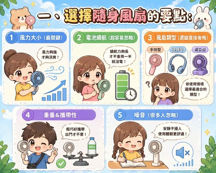 選擇隨身風扇的要點